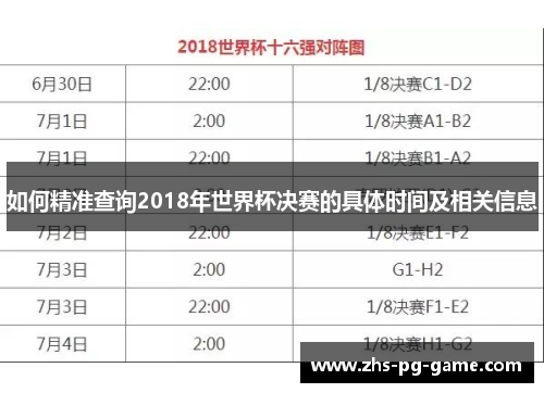 如何精准查询2018年世界杯决赛的具体时间及相关信息