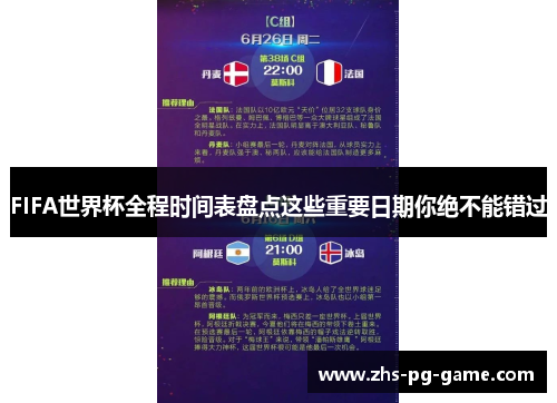 FIFA世界杯全程时间表盘点这些重要日期你绝不能错过